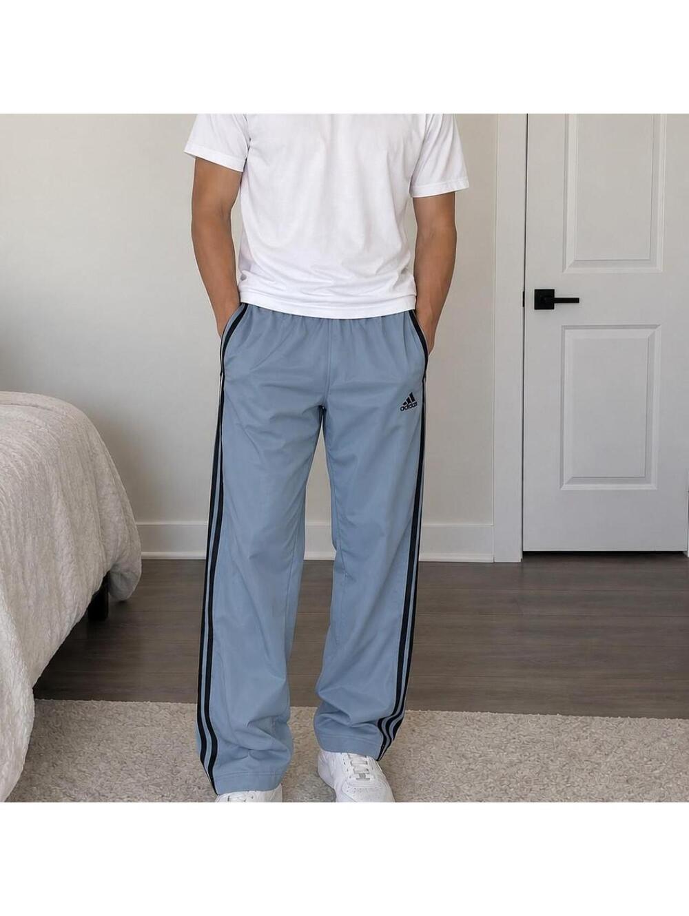 Adidas Men’s Blue 3-Stripe Track Pants Size L/XL